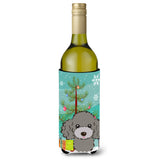 Caroline'S Treasures Christmas Tree And Silver Gray Poodle Wine Bottle Koozie Hugger, 750 Ml, Multicolor