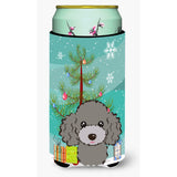 Caroline'S Treasures Christmas Tree And Silver Gray Poodle Tall Boy Koozie Hugger, Multicolor