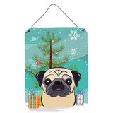 Caroline'S Treasures Christmas Tree And Fawn Pug Wall Or Door Hanging Prints Bb1634Ds1216, 16Hx12W, Multicolor