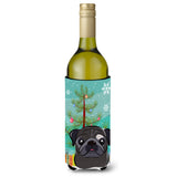Caroline'S Treasures Christmas Tree And Black Pug Wine Bottle Koozie Hugger, 750 Ml, Multicolor