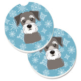 Caroline'S Treasures Snowflake Schnauzer Set Of 2 Cup Holder Car Coasters Bb1640Carc, 2.56, Multicolor
