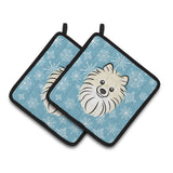 Caroline'S Treasures Snowflake Pomeranian Pair Of Pot Holders Bb1641Pthd, 7.5Hx7.5W, Multicolor