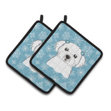 Caroline'S Treasures Snowflake Maltese Pair Of Pot Holders Bb1642Pthd, 7.5Hx7.5W, Multicolor