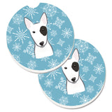 Caroline'S Treasures Snowflake Bull Terrier Set Of 2 Cup Holder Car Coasters Bb1643Carc, 2.56, Multicolor