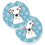 Caroline'S Treasures Snowflake Dalmatian Set Of 2 Cup Holder Car Coasters Bb1644Carc, 2.56, Multicolor