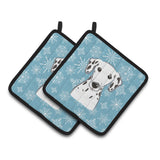 Caroline'S Treasures Snowflake Dalmatian Pair Of Pot Holders Bb1644Pthd, 7.5Hx7.5W, Multicolor