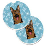 Caroline'S Treasures Snowflake German Shepherd Set Of 2 Cup Holder Car Coasters Bb1645Carc, 2.56, Multicolor