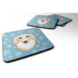 Caroline'S Treasures Bb1646Fc Snowflake Longhair Crme Dachshund Foam Coasters (Set Of 4), 3.5, Multicolor