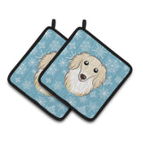 Caroline'S Treasures Snowflake Longhair Creme Dachshund Pair Of Pot Holders Bb1646Pthd, 7.5Hx7.5W, Multicolor