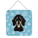Caroline'S Treasures Snowflake Smooth Black And Tan Dachshund Wall Or Door Hanging Prints Bb1649Ds66, 6Hx6W, Multicolor