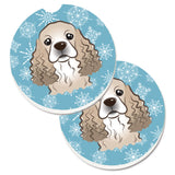 Caroline'S Treasures Snowflake Cocker Spaniel Set Of 2 Cup Holder Car Coasters Bb1650Carc, 2.56, Multicolor