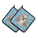 Caroline'S Treasures Snowflake Cocker Spaniel Pair Of Pot Holders Bb1650Pthd, 7.5Hx7.5W, Multicolor