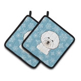 Caroline'S Treasures Snowflake Bichon Frise Pair Of Pot Holders Bb1651Pthd, 7.5Hx7.5W, Multicolor