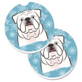 Caroline'S Treasures Snowflake White English Bulldog Set Of 2 Cup Holder Car Coasters Bb1654Carc, 2.56, Multicolor