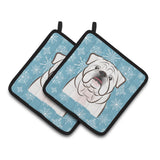 Caroline'S Treasures Snowflake White English Bulldog Pair Of Pot Holders Bb1654Pthd, 7.5Hx7.5W, Multicolor