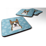 Caroline'S Treasures Bb1657Fc Snowflake Boxer Foam Coasters (Set Of 4), 3.5, Multicolor
