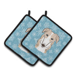 Caroline'S Treasures Snowflake Borzoi Pair Of Pot Holders Bb1662Pthd, 7.5Hx7.5W, Multicolor