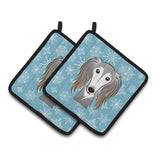 Caroline'S Treasures Snowflake Saluki Pair Of Pot Holders Bb1663Pthd, 7.5Hx7.5W, Multicolor