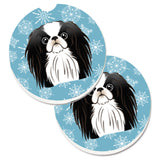 Caroline'S Treasures Snowflake Japanese Chin Set Of 2 Cup Holder Car Coasters Bb1664Carc, 2.56, Multicolor