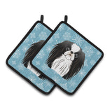 Caroline'S Treasures Snowflake Japanese Chin Pair Of Pot Holders Bb1664Pthd, 7.5Hx7.5W, Multicolor