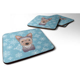 Caroline'S Treasures Bb1666Fc Snowflake Yorkie Puppy Foam Coasters (Set Of 4), 3.5, Multicolor