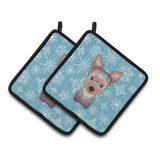 Caroline'S Treasures Snowflake Yorkie Puppy Pair Of Pot Holders Bb1666Pthd, 7.5Hx7.5W, Multicolor