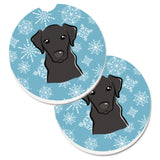 Caroline'S Treasures Snowflake Black Labrador Set Of 2 Cup Holder Car Coasters Bb1669Carc, 2.56, Multicolor