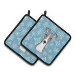 Caroline'S Treasures Snowflake Italian Greyhound Pair Of Pot Holders Bb1670Pthd, 7.5Hx7.5W, Multicolor