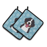 Caroline'S Treasures Snowflake Bernese Mountain Dog Pair Of Pot Holders Bb1671Pthd, 7.5Hx7.5W, Multicolor