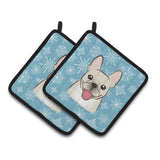 Caroline'S Treasures Snowflake French Bulldog Pair Of Pot Holders Bb1672Pthd, 7.5Hx7.5W, Multicolor