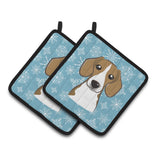 Caroline'S Treasures Snowflake Beagle Pair Of Pot Holders Bb1673Pthd, 7.5Hx7.5W, Multicolor