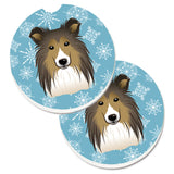 Caroline'S Treasures Snowflake Sheltie Set Of 2 Cup Holder Car Coasters Bb1676Carc, 2.56, Multicolor