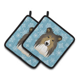 Caroline'S Treasures Snowflake Sheltie Pair Of Pot Holders Bb1676Pthd, 7.5Hx7.5W, Multicolor