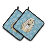 Caroline'S Treasures Snowflake Afghan Hound Pair Of Pot Holders Bb1678Pthd, 7.5Hx7.5W, Multicolor