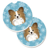 Caroline'S Treasures Snowflake Papillon Set Of 2 Cup Holder Car Coasters Bb1682Carc, 2.56, Multicolor