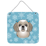 Caroline'S Treasures Snowflake Gray Silver Shih Tzu Wall Or Door Hanging Prints Bb1684Ds66, 6Hx6W, Multicolor