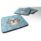 Caroline'S Treasures Bb1684Fc Snowflake Gray Silver Shih Tzu Foam Coasters (Set Of 4), 3.5, Multicolor