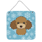 Caroline'S Treasures Snowflake Chocolate Brown Poodle Wall Or Door Hanging Prints Bb1690Ds66, 6Hx6W, Multicolor