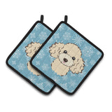 Caroline'S Treasures Snowflake Buff Poodle Pair Of Pot Holders Bb1692Pthd, 7.5Hx7.5W, Multicolor