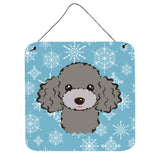 Caroline'S Treasures Snowflake Silver Gray Poodle Wall Or Door Hanging Prints Bb1693Ds66, 6Hx6W, Multicolor