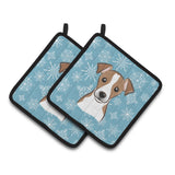 Caroline'S Treasures Snowflake Jack Russell Terrier Pair Of Pot Holders Bb1694Pthd, 7.5Hx7.5W, Multicolor
