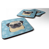 Caroline'S Treasures Bb1696Fc Snowflake Fawn Pug Foam Coasters (Set Of 4), 3.5, Multicolor