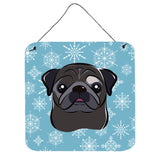 Caroline'S Treasures Snowflake Black Pug Wall Or Door Hanging Prints Bb1697Ds66, 6Hx6W, Multicolor