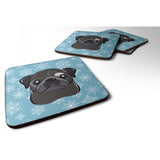 Caroline'S Treasures Bb1697Fc Snowflake Black Pug Foam Coasters (Set Of 4), 3.5, Multicolor