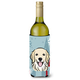 Caroline'S Treasures Bb1701Literk Winter Holiday Golden Retriever Wine Bottle Koozie Hugger, 750 Ml, Multicolor