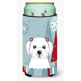 Caroline'S Treasures Winter Holiday Maltese Tall Boy Koozie Hugger, Multicolor