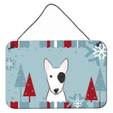 Caroline'S Treasures Winter Holiday Bull Terrier Wall Or Door Hanging Prints Bb1705Ds812, 8Hx12W