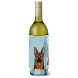 Caroline'S Treasures Winter Holiday German Shepherd Wine Bottle Koozie Hugger, 750 Ml, Multicolor