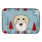 Caroline'S Treasures Winter Holiday Longhair Crme Dachshund Dish Drying Mat, 14 X 21
