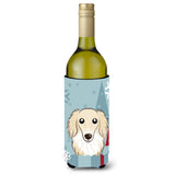 Caroline'S Treasures Winter Holiday Longhair Creme Dachshund Wine Bottle Koozie Hugger, 750 Ml, Multicolor